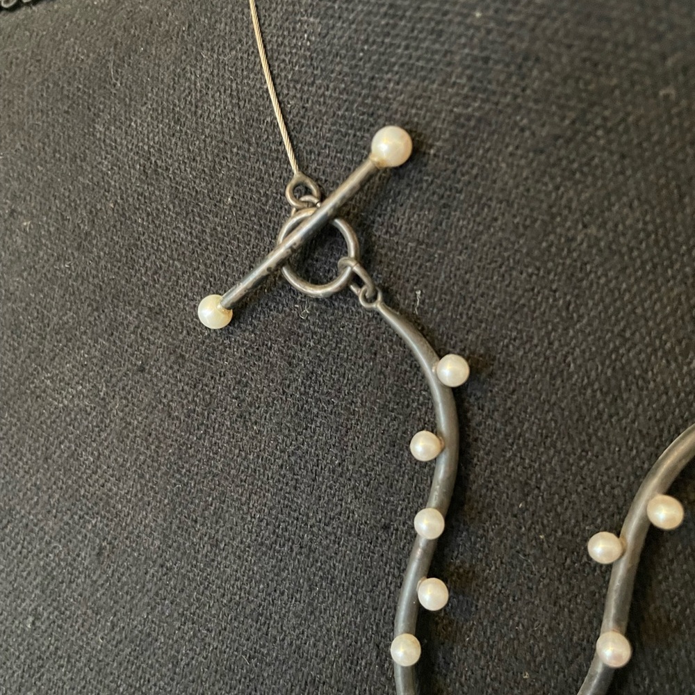 Vintage Kiwon Wang Silver Pearl and Paper necklace NYC - Picture 6 of 16